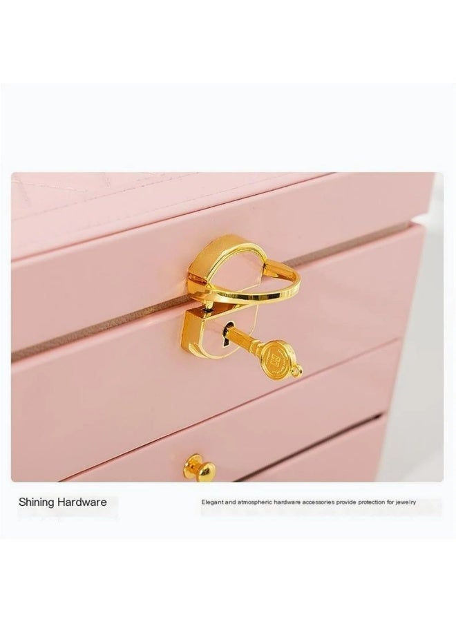 Jewelry organizer for women and girls, large three-tier jewelry storage box, faux leather jewelry display stand with removable tray for necklaces, earrings, rings and bracelets - Image 5